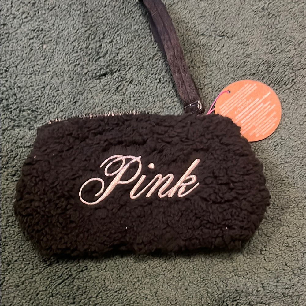 PINK Victoria's Secret Black Plush Clutch